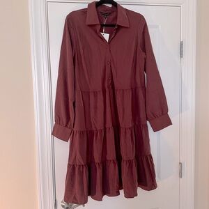 NWT Muted plum tiered shirt dress